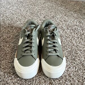 Nike Olive Green and White Athletic Shoes